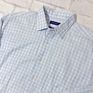 Nautica 80’s Two Ply Long Sleeve Shirt Mens XL Blue White